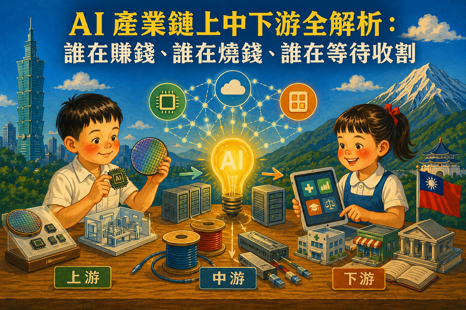 AI 產業鏈上中下游全解析：誰在賺錢、誰在燒錢、誰在等待收割
