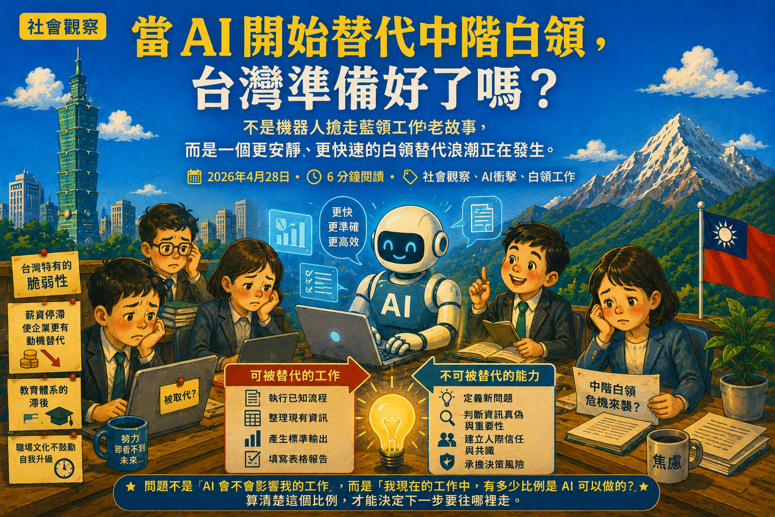 當 AI 開始替代中階白領，台灣準備好了嗎？